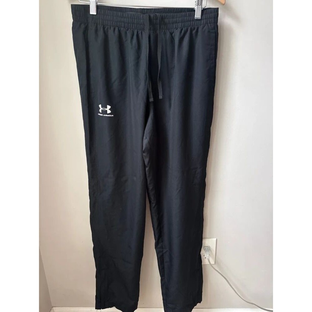 Under Armour Loose Fit Black Woven Track Pants Ankle Zip Large